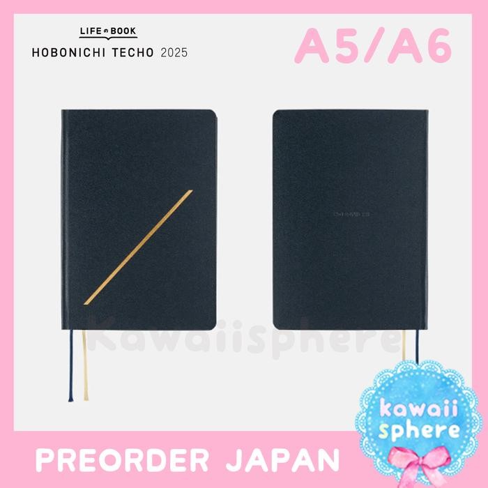 

READY Hobonichi Techo 2025 HON | ENG / JPN | A5/A6 | Hobonichi HON 2025 | Preorder Handcarry Jepang - Slash (Navy), A6 JPN