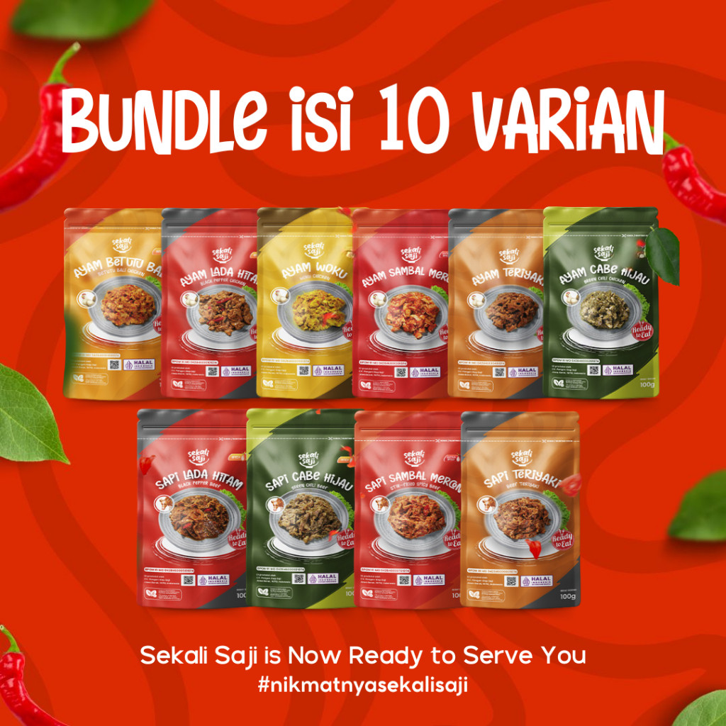 

SEKALI SAJI - Bundling All Varian Ayam Sapi Isi 10 Lauk Mateng Instant 100gr Makanan Siap Saji