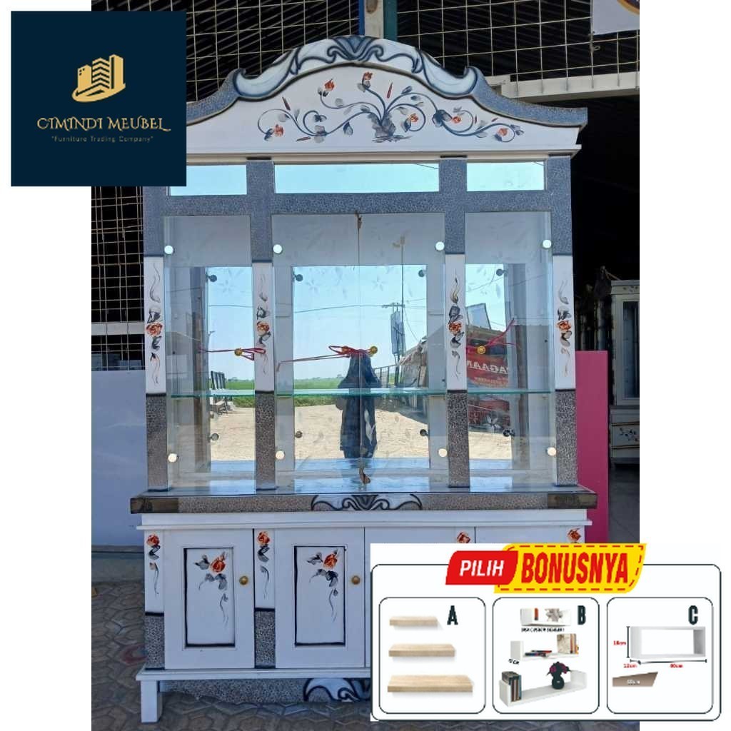 Buffet Kristal Minimalis 4 Pintu / Lemari Hias / Bufet Pajangan buffet kaca hias