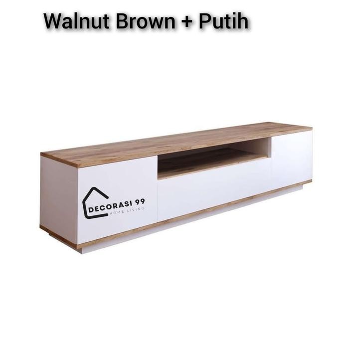 Meja Tv Minimalis Modern, Buffet tv, Nakas Tv, Cradensa Tv, meja Tv Murah - walnut + greey, panjang 