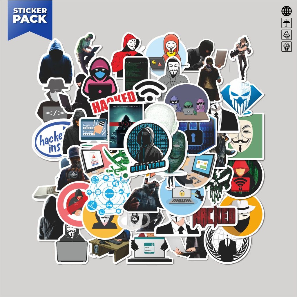 

[100PCS]Stiker Pack Stiker Hacker Series Aesthetic Vinyl Anti Air Dekorasi Sticker Laptop Buku Journal Koper Helm Casing HP Gitar Helm Skateboard