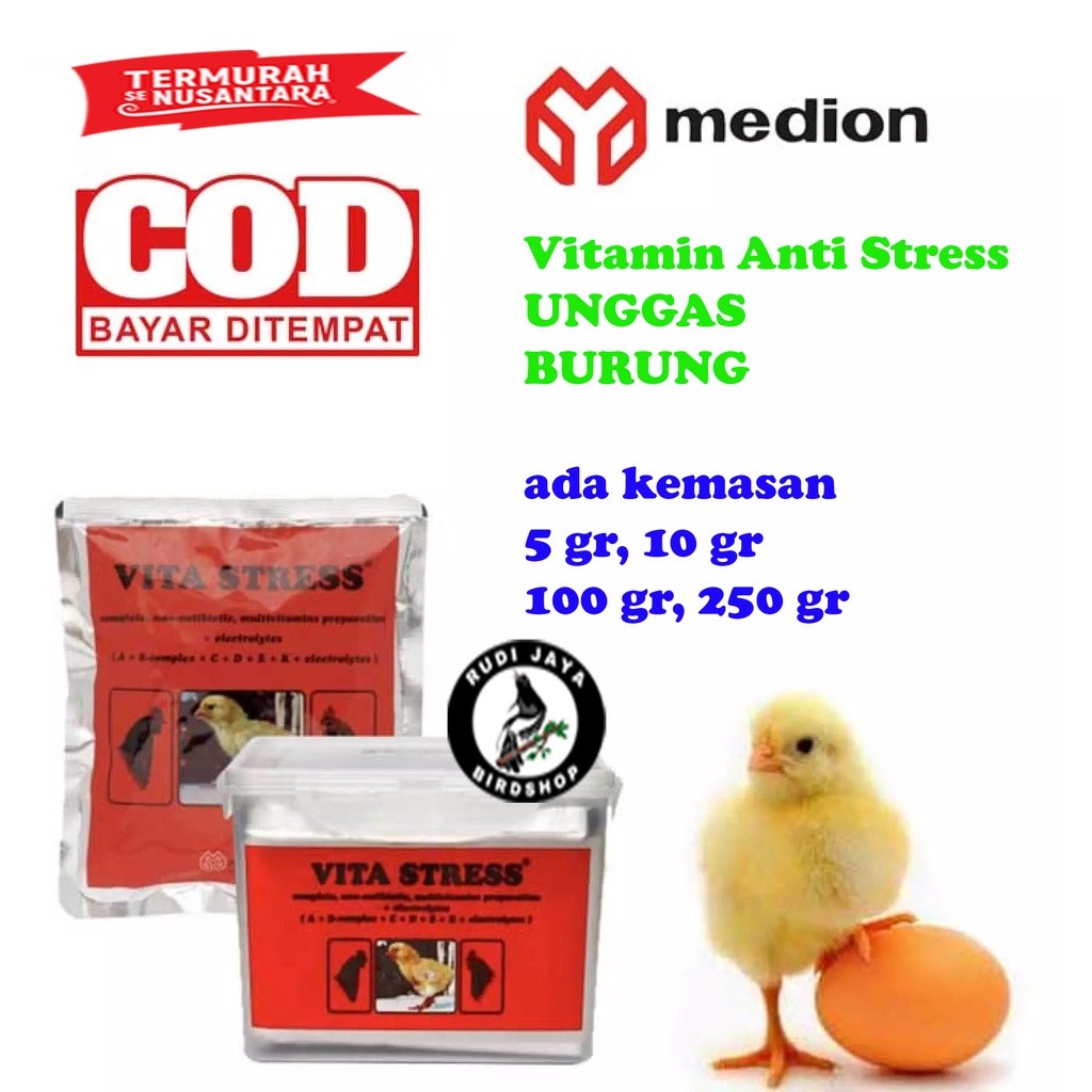 SEDIA VITA STRESS MERAH MEDION OBAT VITAMIN ANTI STRES AYAM UNGGAS BEBEK MENAMBAH NAFSU MAKAN