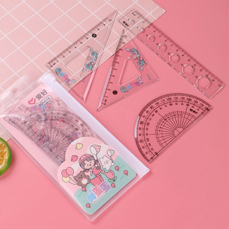 

SB Penggaris Set isi 4 Fancy / Penggaris Plastik 1 Set Isi 4 / Garisan Set 20cm Ruler Set