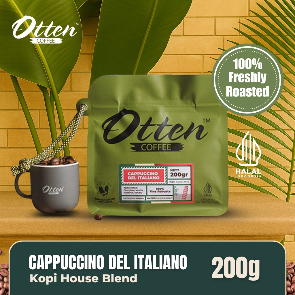 

Ready Cappuccino Del Italiano - Kopi House Blend 200gr - Commercial Blend - Biji / Bubuk Otten Coffee