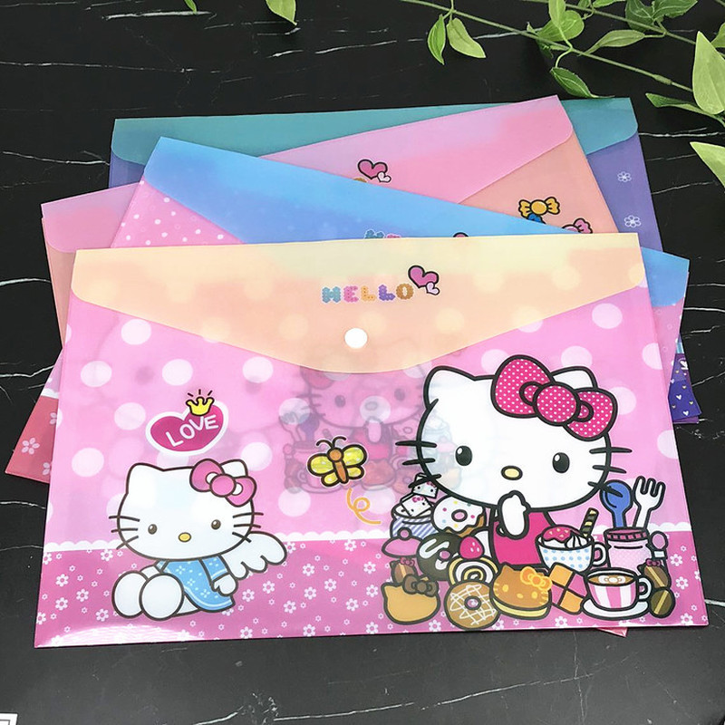 

Sanrio New Student File Bag Creative Stationery Kt Cat A4 Cartoon Buckle Bag File Set Folder