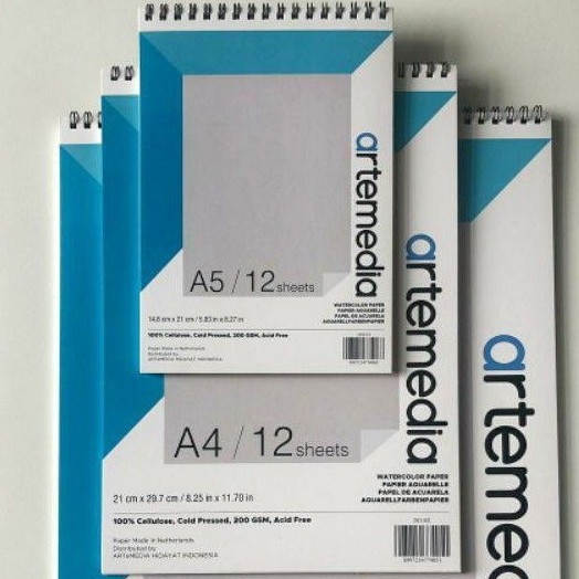 

artemedia spiral watercolor book A5/A4 200gsm 12lembar