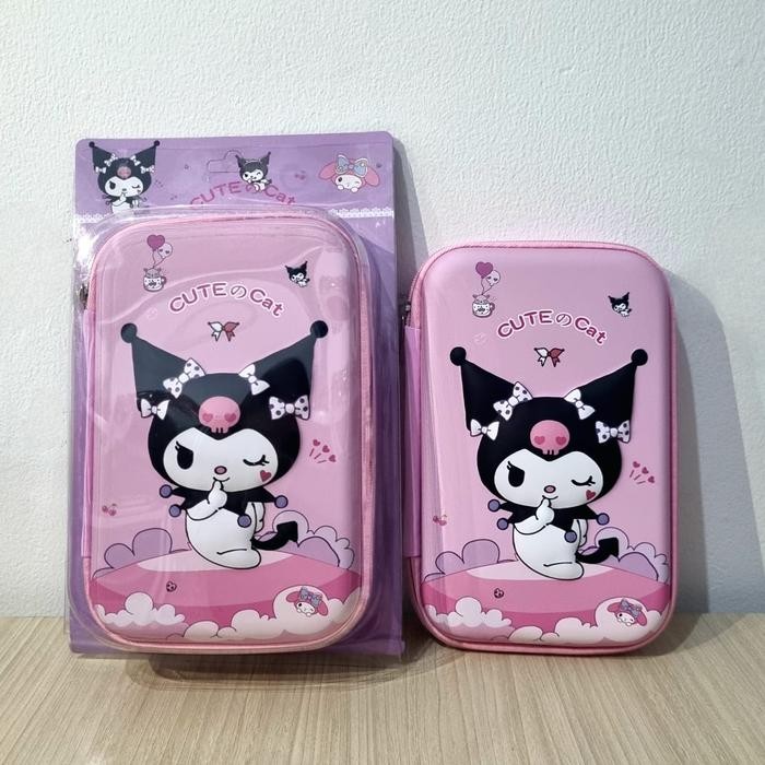 

Kotak tempat pensil pouch Kuromi Melody Cinnamoroll bahan EVA stationery Alat Sekolah Tulis tempat pensil - 8779 KURO PINKMUDA