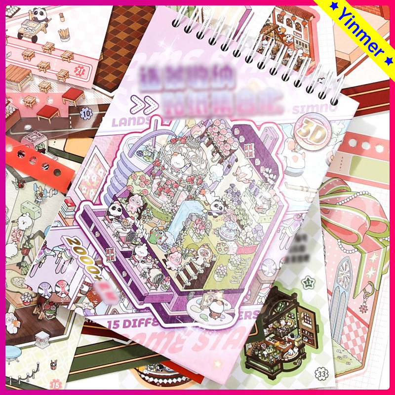 

COD✨Koleksi Stiker 3D Toko Meow Meow Stiker Lanskap Miniatur Stiker Kartun Tahan Air-Yinmer