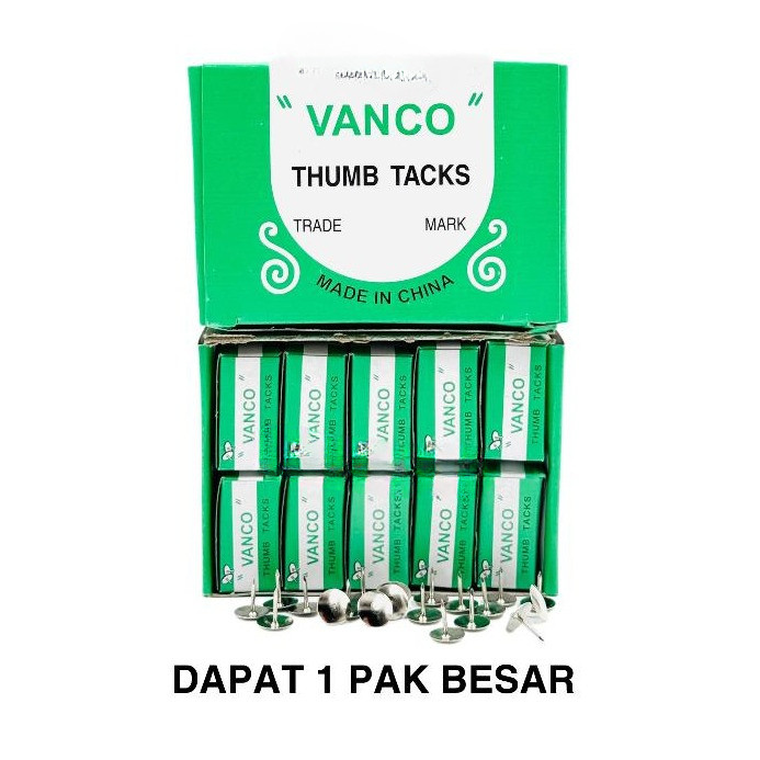 

( DAPAT 1 PAK BESAR 200 PCS ) PAKU PINES VANCO / Paku Payung Tindis Thumb Tacks Vanco Bagus Murah