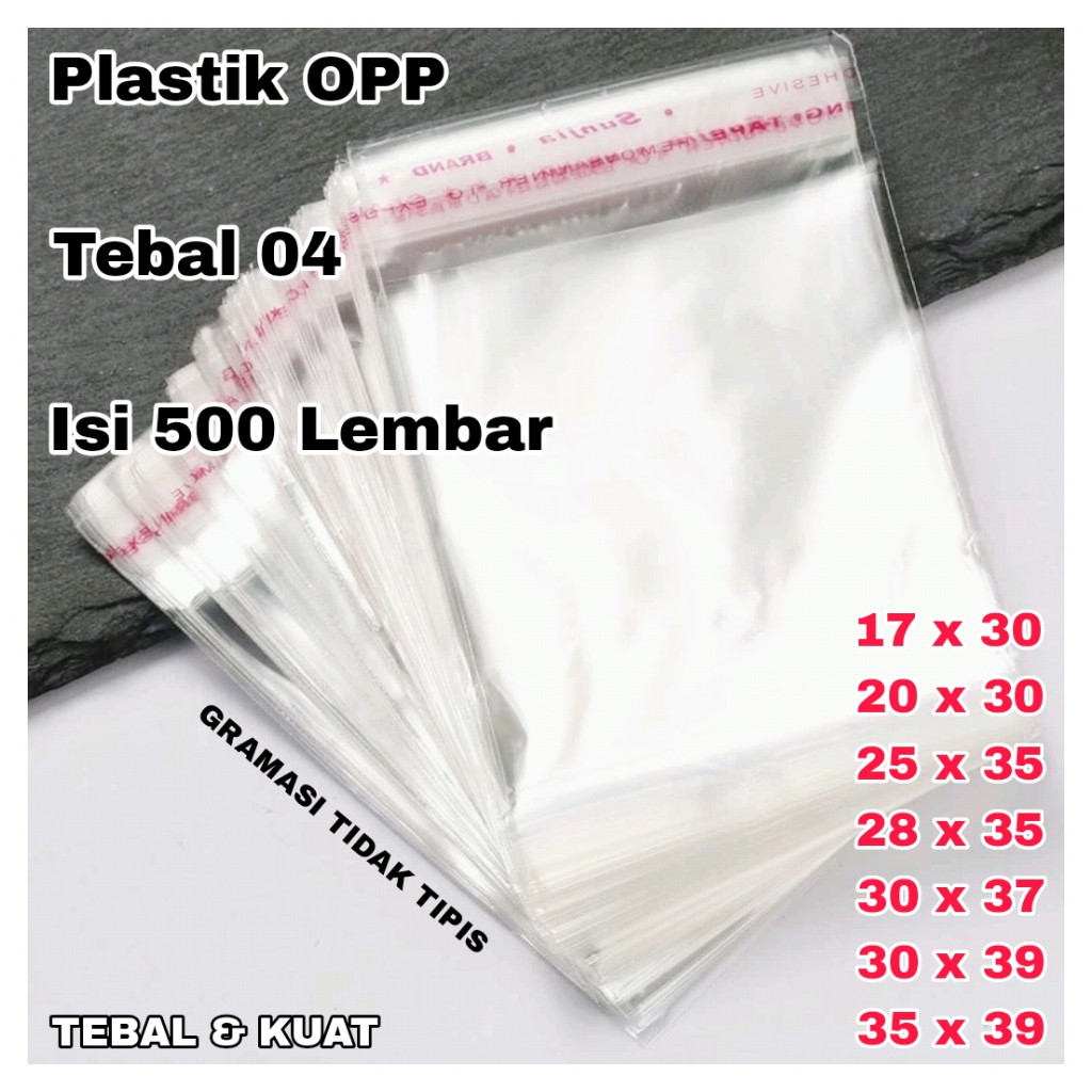

PLASTIK OPP LEM SEAL / PLASTIK BAJU BENING TEBAL 04 Isi 500 Lembar Harga Termurah