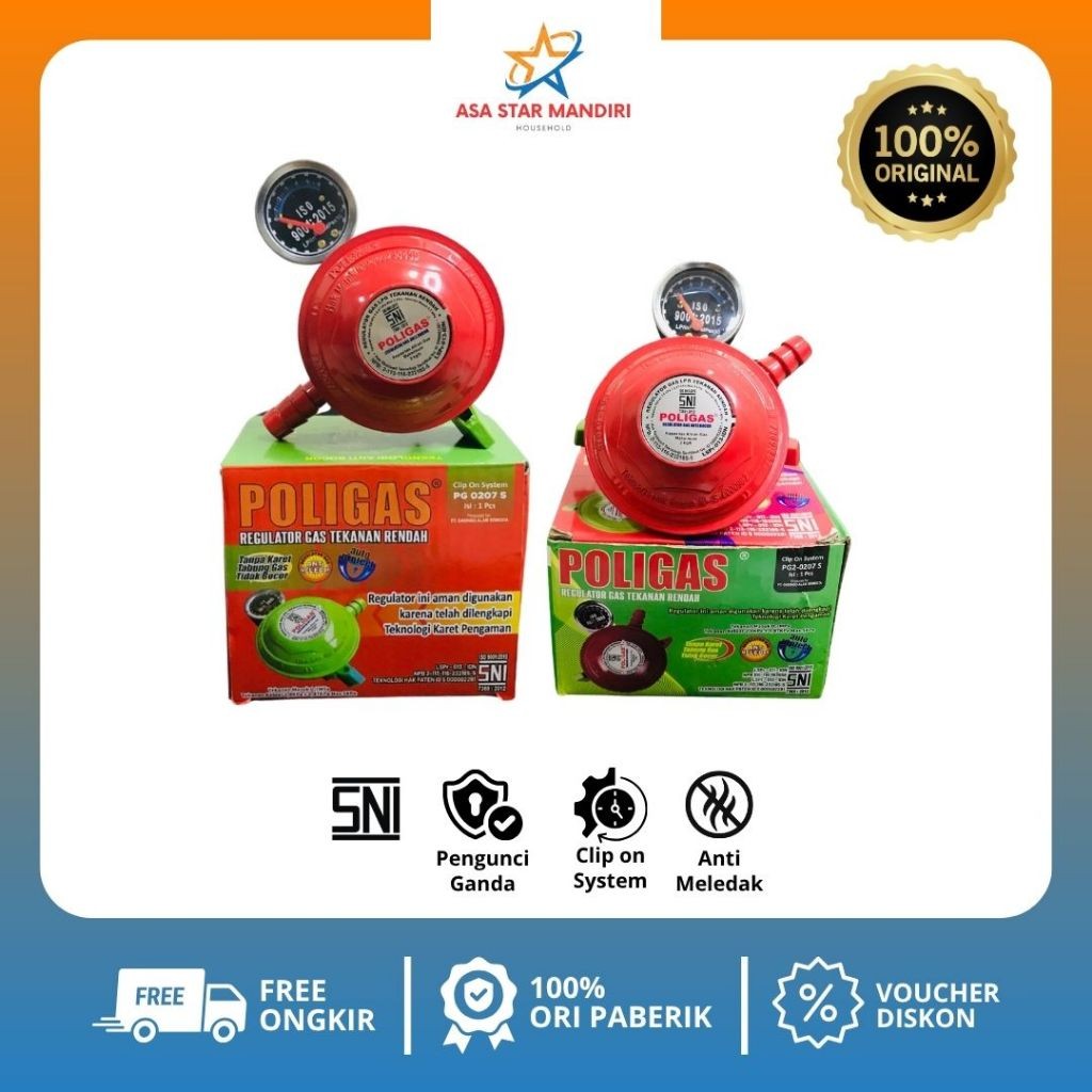 Poligas Regulator Gas Meter Anti Bocor dan Double Lock/Regulator Poligas Tekanan Rendah Pengunci Gan