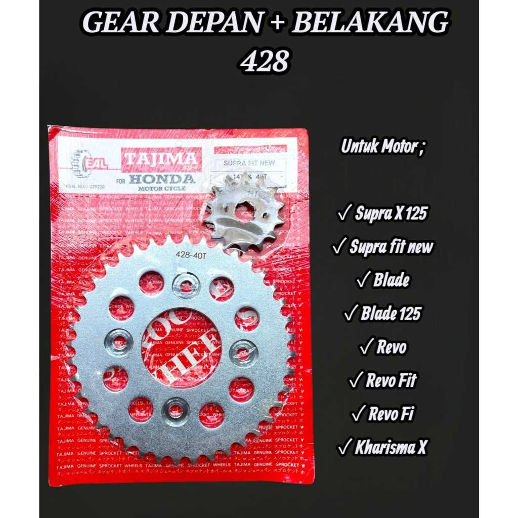 GEAR GIR DEPAN BELAKANG GIR SET SUPRA FIT NEW KHARISMA SUPRA X 125 428 Model SSS