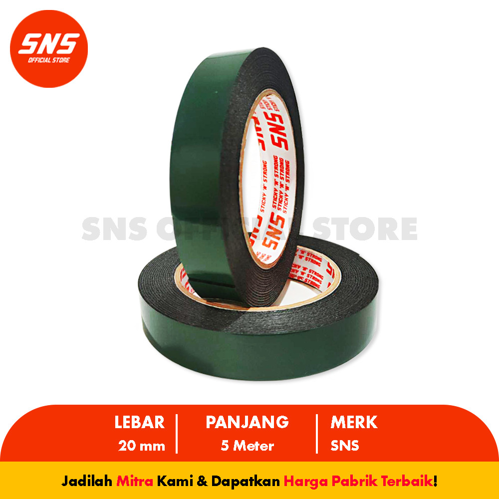 

Double Tape Foam 20mm x 5 Meter (6 Yard) Super Lengket SNS Sticky N Strong - Mitra Packing Indonesia