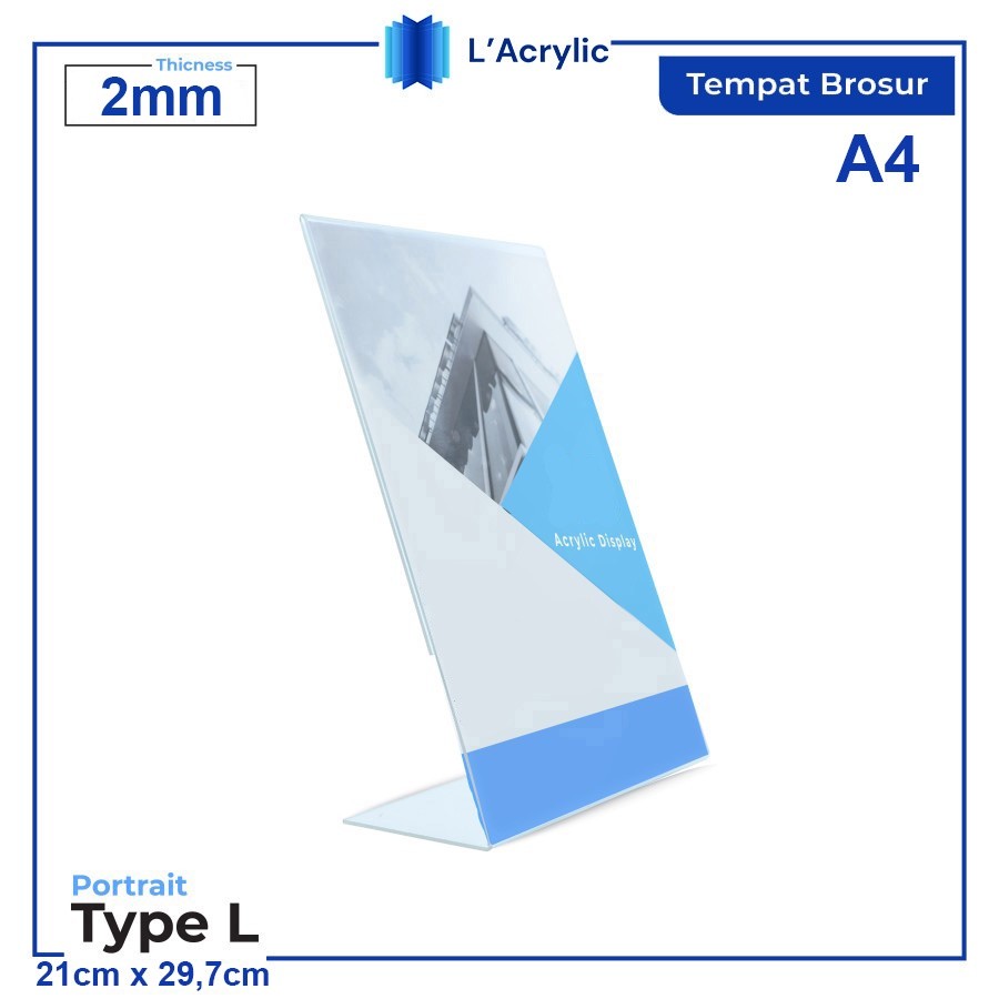 

TEMPAT BROSUR / TENT HOLDER / TENT CARD AKRILIK DISPLAY UKURAN A4 2mm Type L Potarit