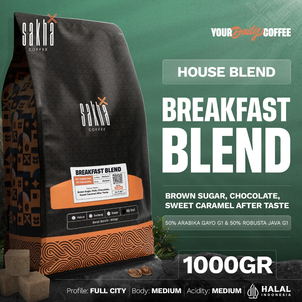 

Kopi Gold Breakfast Blend Espresso Coffee Bean 1Kg Biji Bubuk Coffe