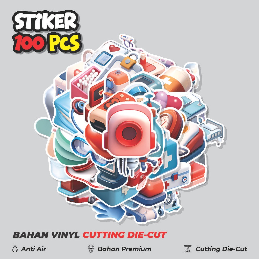 

Terbaru! 50 pcs Stiker 3D Medice Device [Perangkat Medis 3D] Dekorasi Lucu Kreatif untuk Notebook, Skateboard, HP