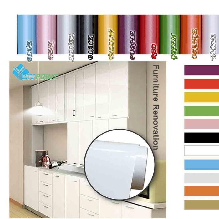 WALLPAPER GLOSSY MURAH STICKER KITCHEN SET WALPAPER FULL COLOR - WHITE GLOSSY, 60CMX5M