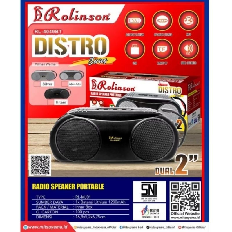 Speaker Radio Portabel Rolinson Dual 2" RL-4049BT Distro