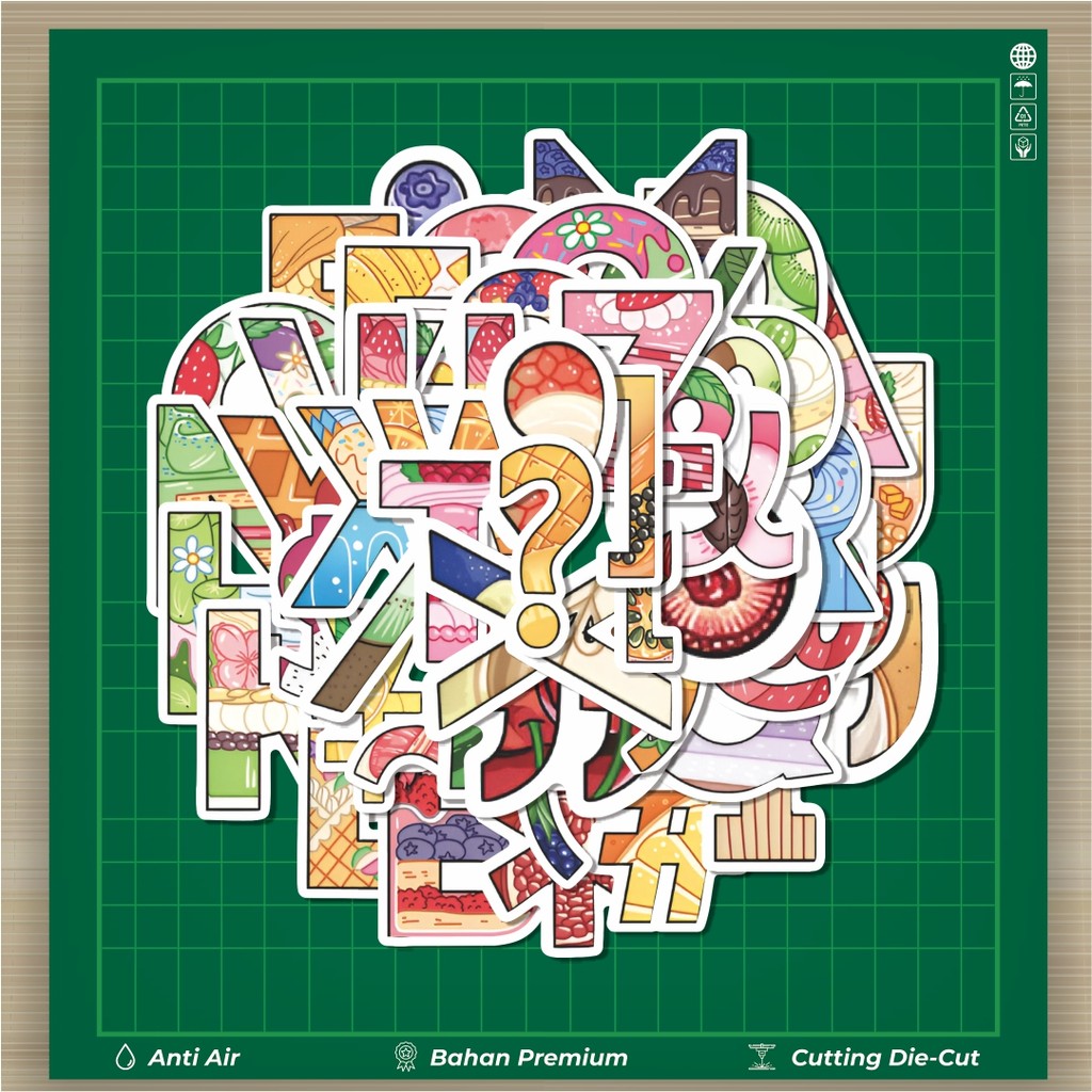 

HOT 50 PCS STIKER Stiker Cute Alphabet Food Series [Seri Makanan Alfabet Lucu] Stiker Fashion Cars Decal Dingin Kartu Album Custom Vinyl Anti Air- Sticker Aesthetic Buku Journal Koper Casing HP Tablet Laptop Helm Motor Botol Minum