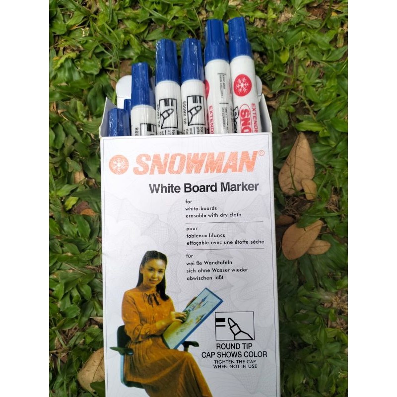 

spidol Whiteboard snowman warna biru BG12 isi 12pcs Terlaris