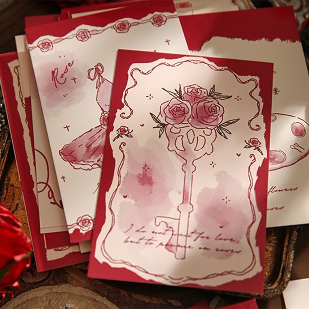 

30pcs/set Vintage Series Flower Postcard Set Colorful Romantic Rose Wall Poster Greeting Cards Artistic Background