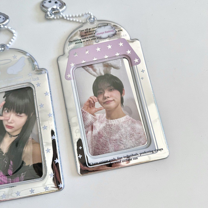 

INS Style Photocard Holder Y2K Laser Kpop Idol Card Holder Transparent ID Card Protector Cover Bag Pendant Decoration Keychain