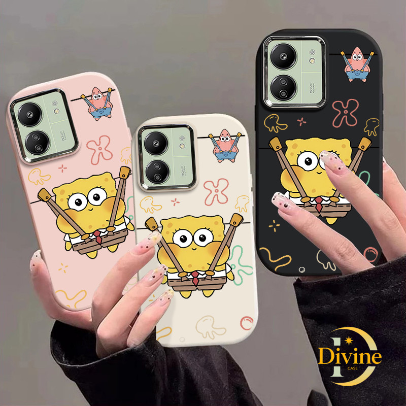 Casing Redmi SpongeBob mengenakan overall Soft Case Lucu Chubby Case Fashion Cocok untuk Redmi Note 