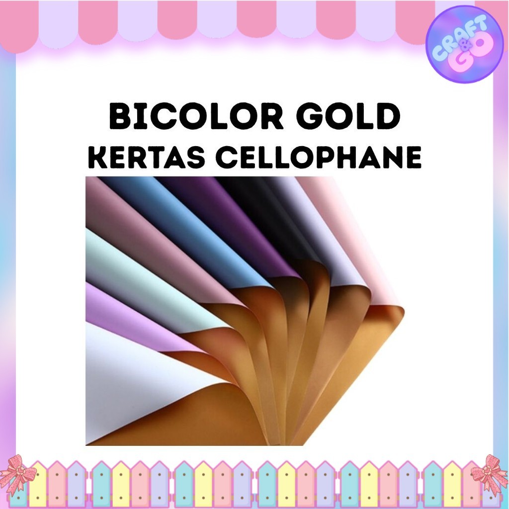 

(20 LEMBAR) Kertas Cellophane Buket Bunga - BICOLOR GOLD - Flower Wrapping Paper
