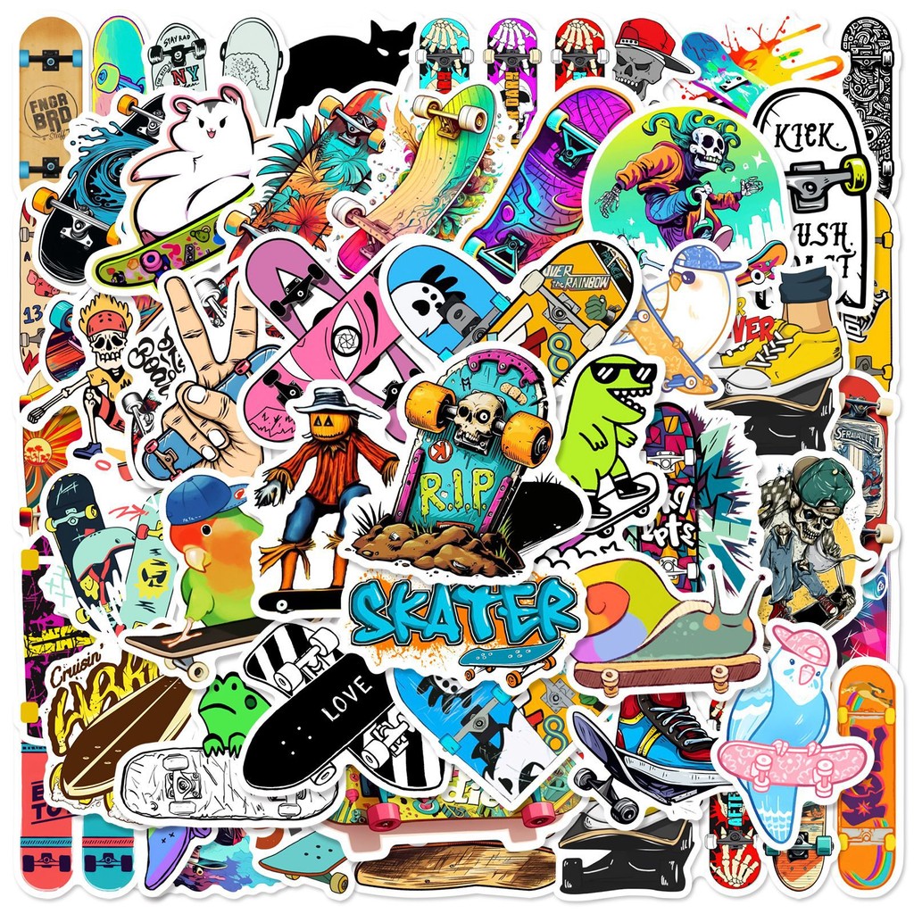 

50pcs Street Skateboarding Cool Cartoon Graffiti Stickers DIY Phone Guitar Laptop Notebook Suitcase Waterproof Sticker Kids Toy