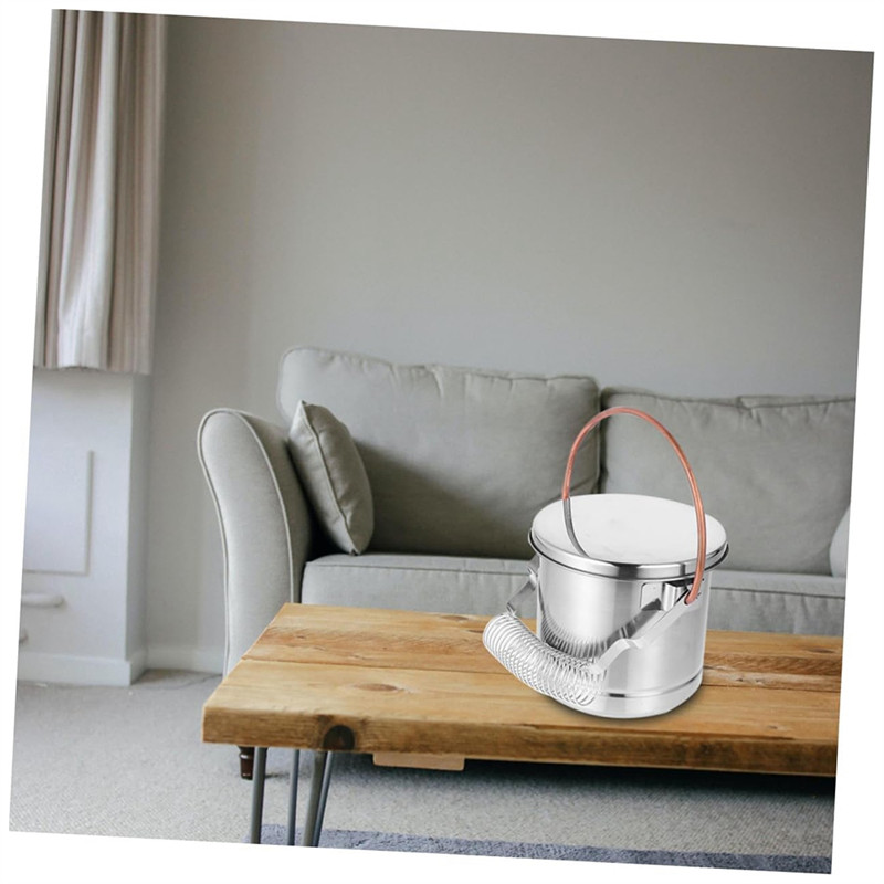 

1 PCS Pencil Bucket Painting Brush Bucket Silver Stainless Steel Brush Cleaner Metal Stand Airtight Metal Tub