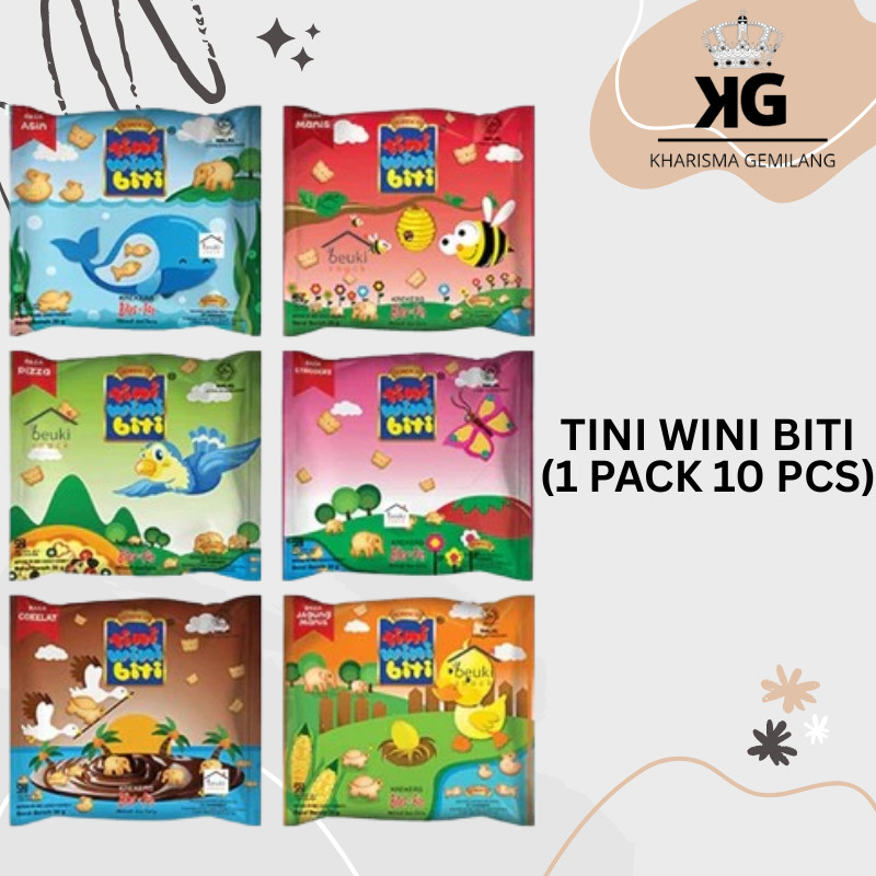 KG -  TINI WINI BITI (1 PACK 10 Pcs) Biskuit Snack Vanilla Coklat Stawberry Keju Jagung Manis Hewan 