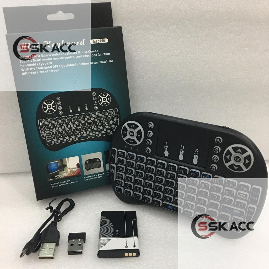 Mini Keyboard Wireless Backlit LED Murah / Mini Wireless Keyboard/ Mini Keyboard LED -KOMPUTER