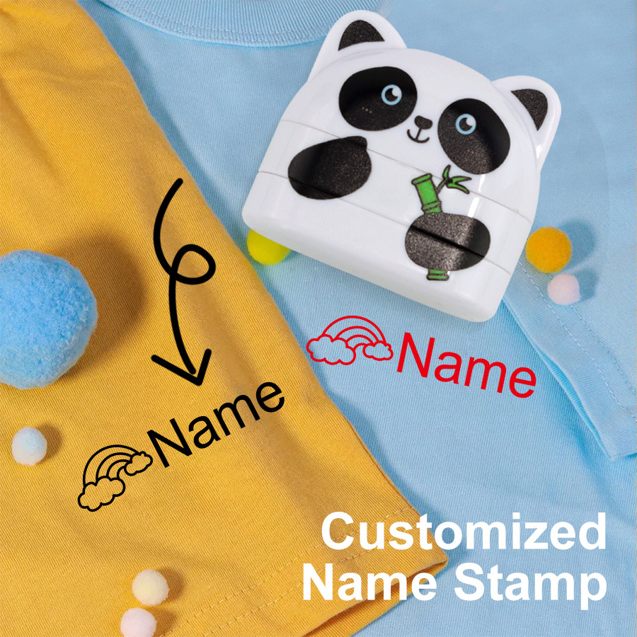 

Customized name stamps for children, and back to school dual color name stamps for students and kids that can print curved surfa