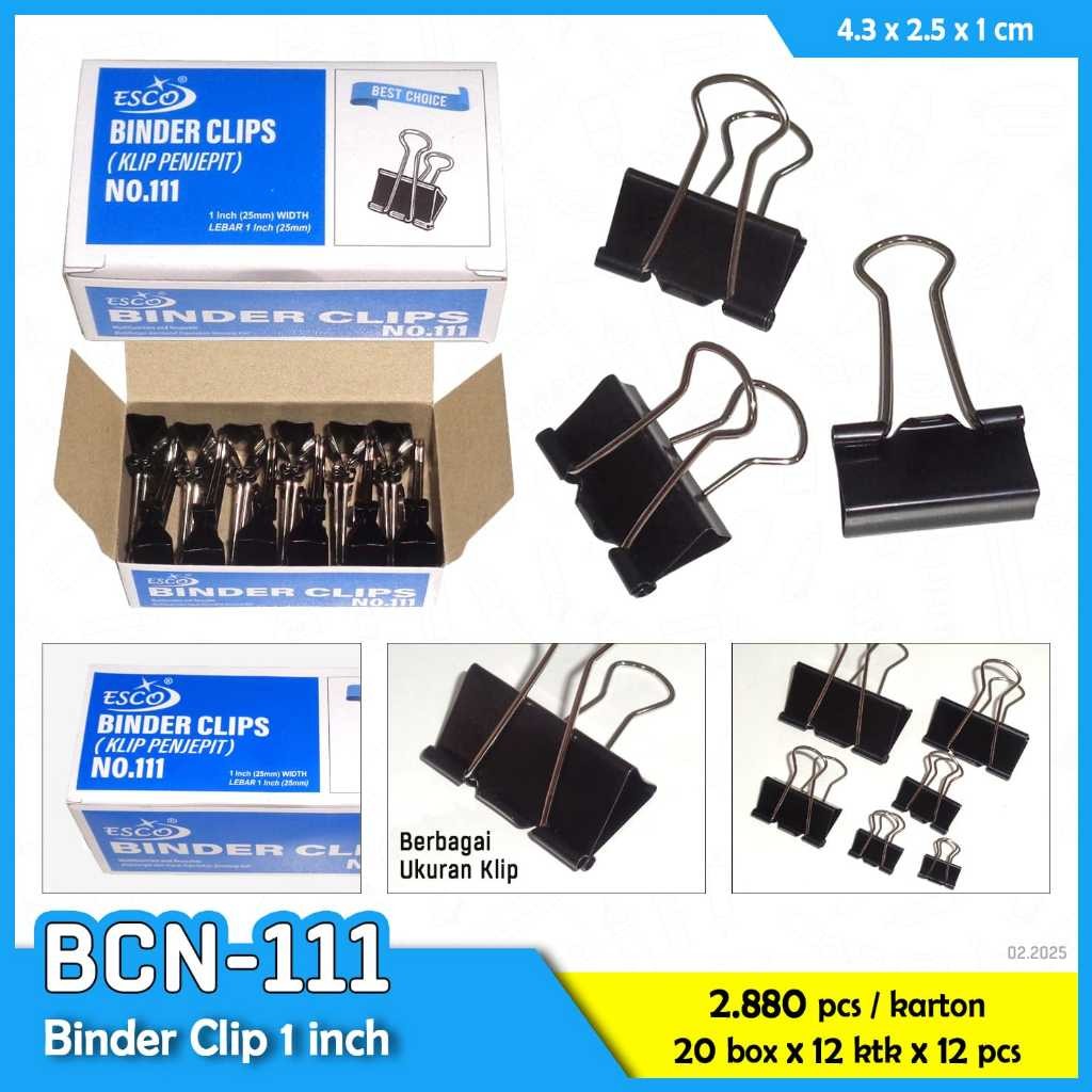 

Binder Clip Klip Penjepit Kertas No 111 ( 25mm )