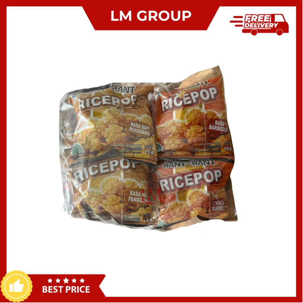 

Want-want Ricepop Krekers Rasa Sapi Panggang/BBQ isi 10 pcs x 15gr Cemilan LM Snack Grosir