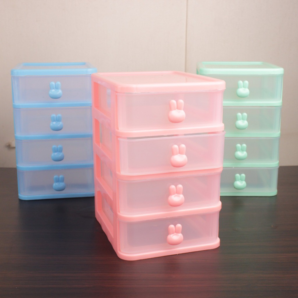 *(BUBBLEWRAP) RAK KONTAINER LACI MINI RABBIT 3 DAN 4 SUSUN SERBAGUNA