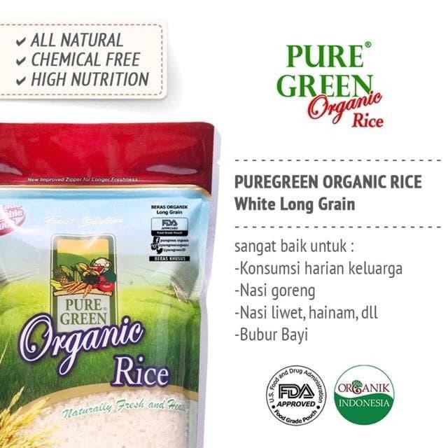 

Puregreen Organic Rice Beras Organik White Long Grain Paket 3 x 1 kg