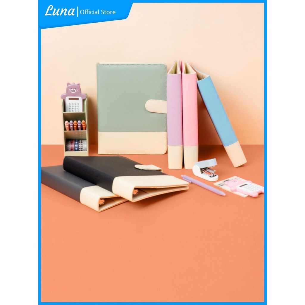 

Luna Binder A5 20 Ring Eksklusif Kulit Premium Polos Two Tone Agenda Notebook Kuliah