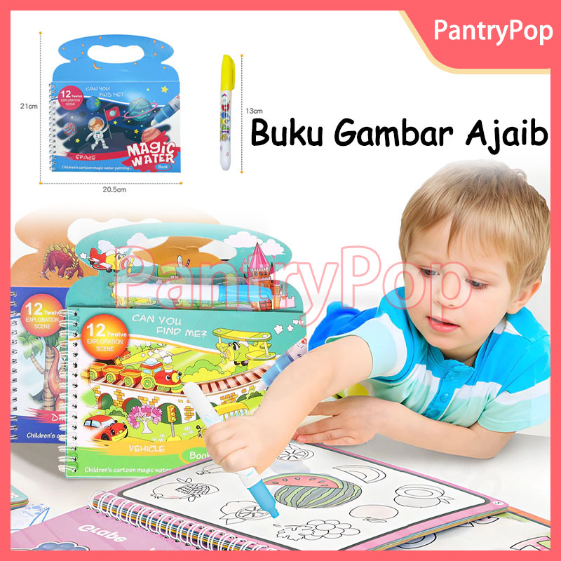 Buku Ajaib Belajar Mewarnai Edukasi Anak / Water Pen Buku Warna / Mainan Edukasi Anak
