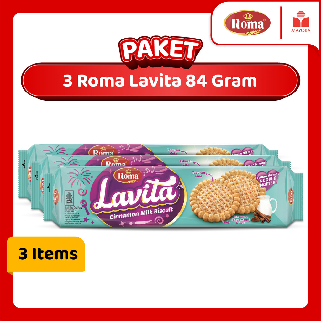

Paket 3 Biskuit Roma Lavita 84 Gram