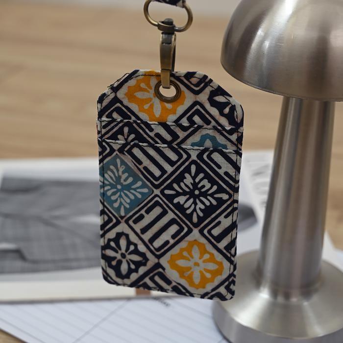 

NONA RARA - Lanyard Wonogiren Blue A0059, Lanyard ID Card Holder Batik Modern