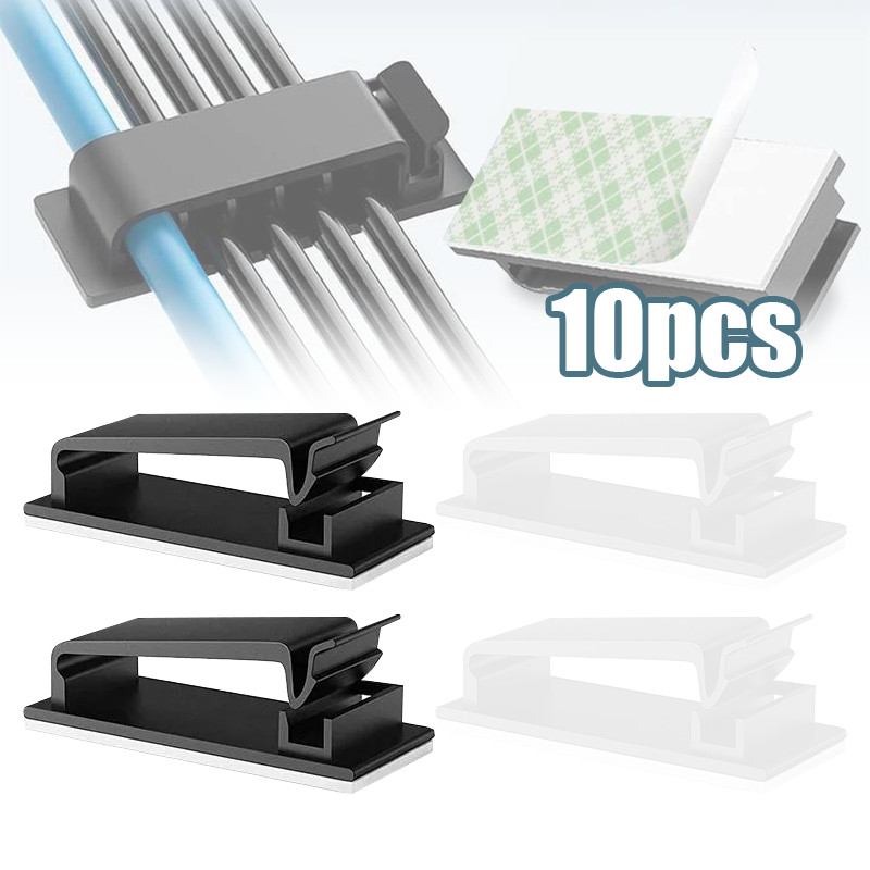 SIAP Kabel Organizer Tempel 10pcs Jepitan Cable Clamp Clip Kleman Perapih Cabel Tanpa Paku Holder Kl