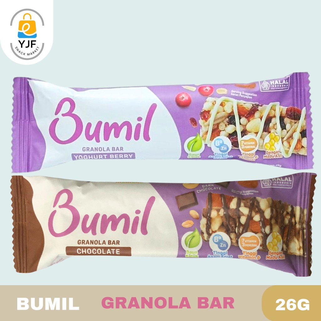 

Bumil Granola Bar 26g - 1pc Granola Bar Rasa Yoghurt Bar / Rasa Chocolate Bar / Snack Ibu Hamil / Cemilan Ibu Hamil