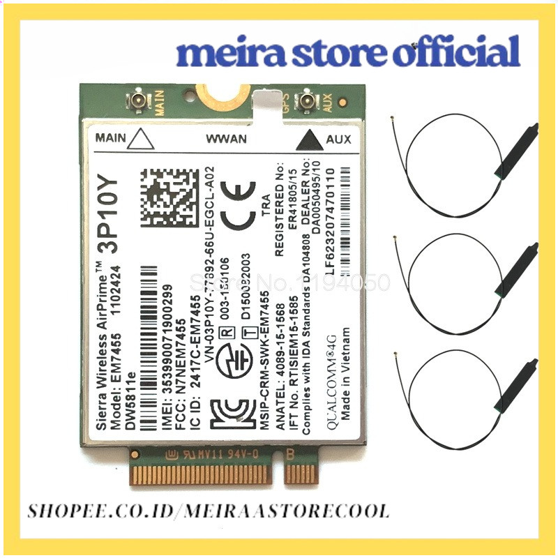 WDXUN dw5811e  EM7455 LTE 4G NGFF Module DW5811E 3P10Y 300 M para E7270 E7470 E7370 E5570 Sem Fio FD