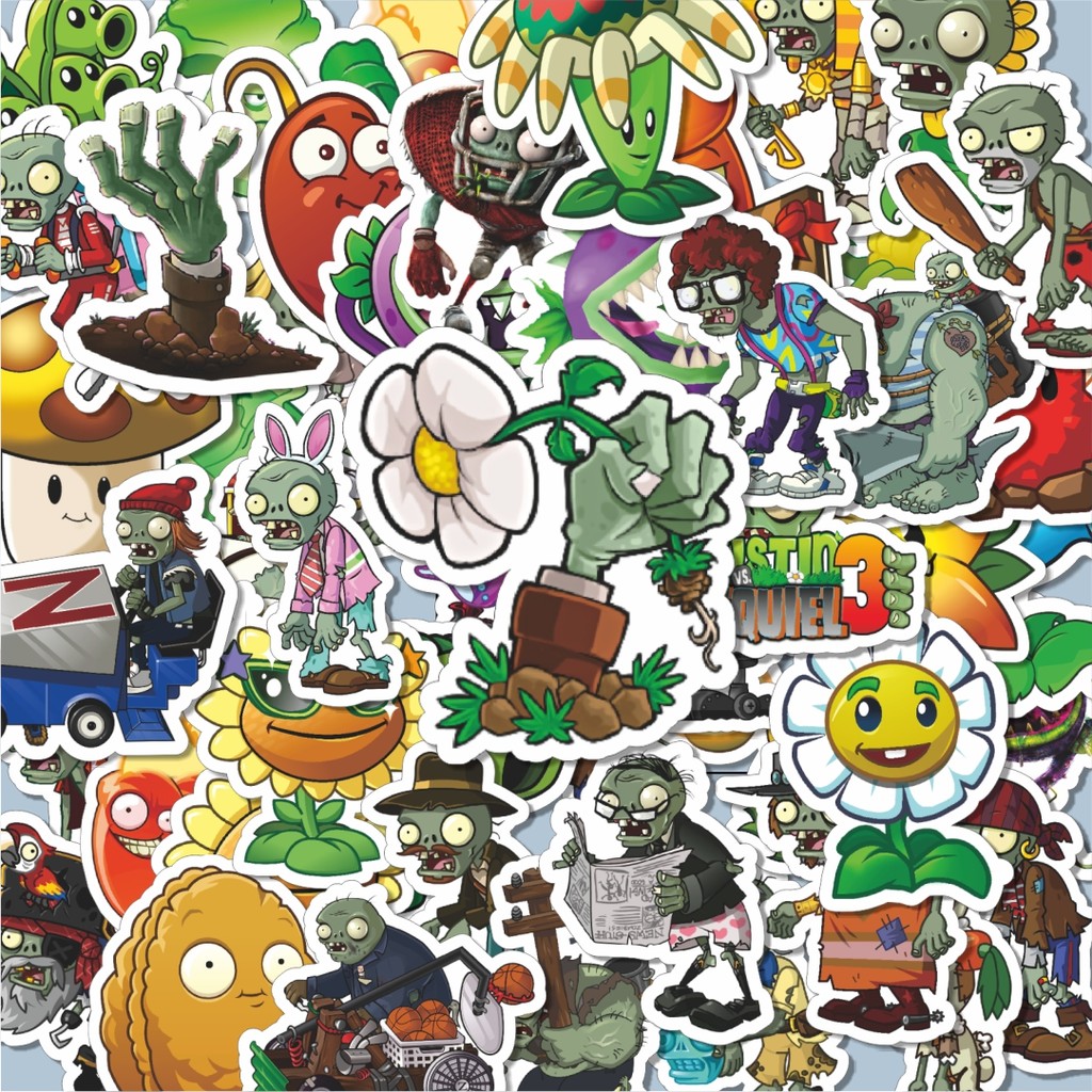 

100PCS Lucu Stiker Game Series PLANT vs ZOMBIE Character Mix 9 Stiker Aesthetic Stiker Anti Air Stikers Berperekat Waterproof sticker decal buat Motor Helm Buku Journal Koper Casing HP Laptop Botol Minum Hadiah anak