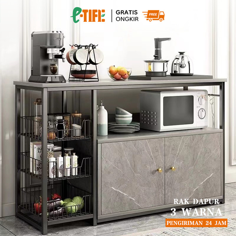 

E-TIFE Rak Dapur Serbaguna Rak Bumbu Lemari Dapur Rak Oven Lemari Piring Rak Microwave