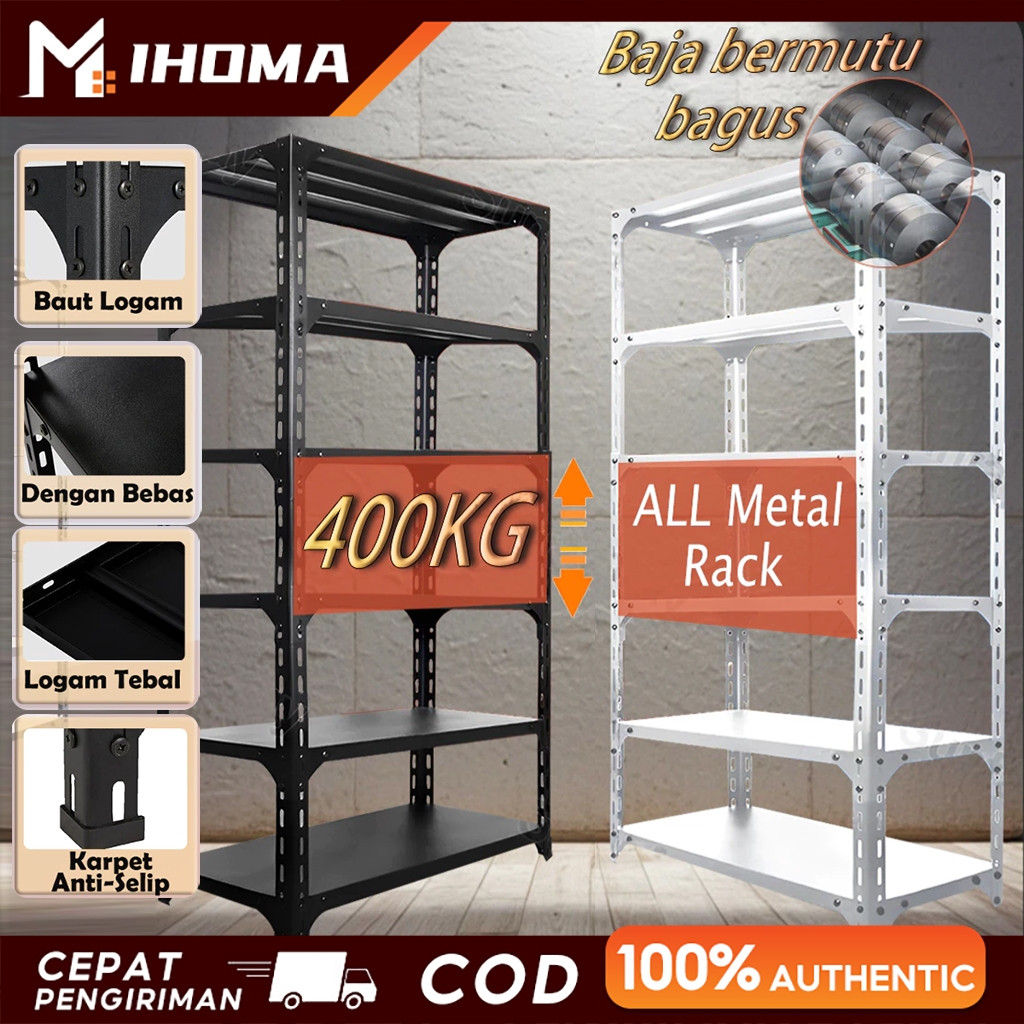 

100% BESI Rak Besi Susun 120*40*200CM Rak Besi Siku 3/4/5/6 Tingkat Susun Rak Barang Rak Gudang Rak Dapur Rak Buku Minimalis Rak Besi Serbaguna Anti Karat