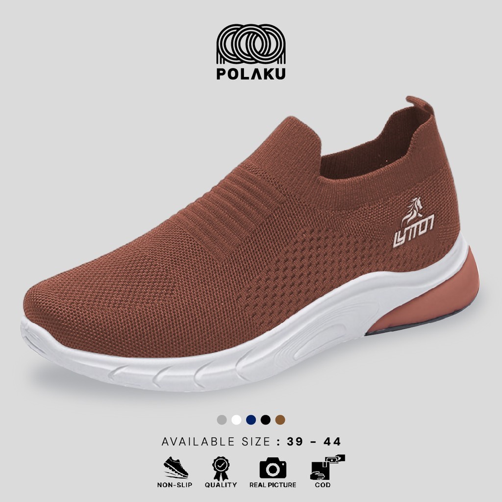 PLK FREE BOX Sepatu Rajut Pria Sepatu Pria Tanpa Tali Sepatu Sport Pria Olahraga LV0558