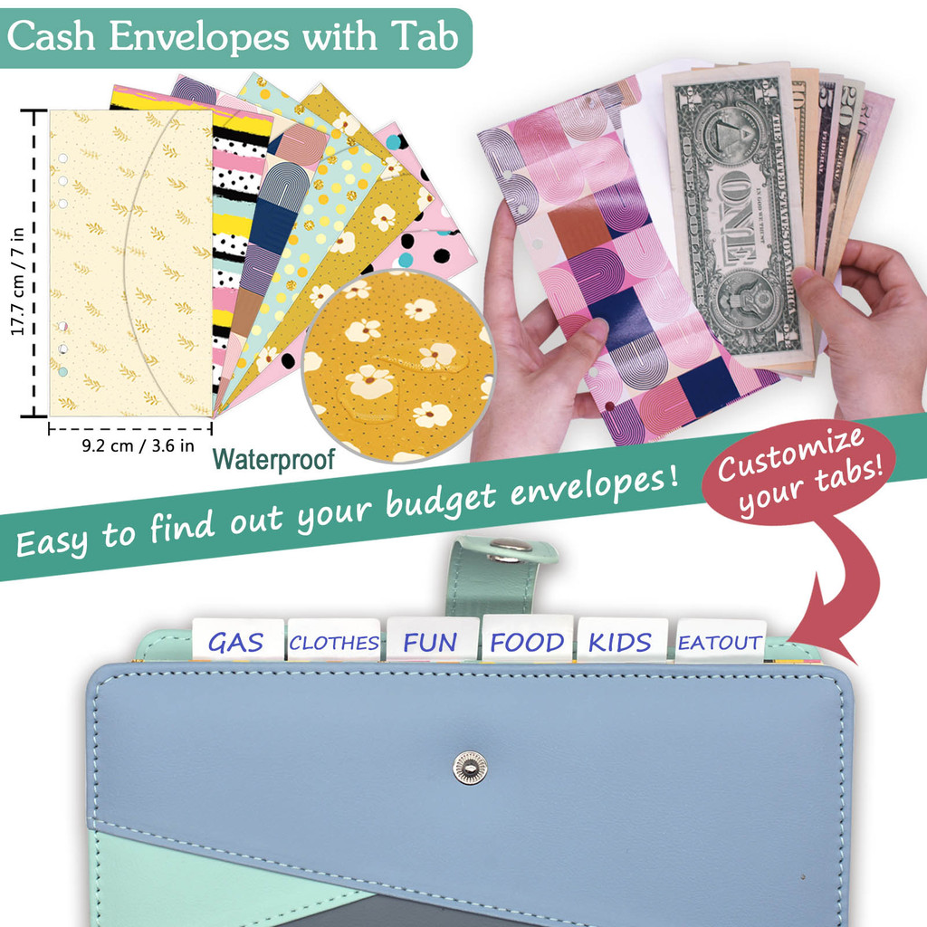 

Budget Envelopes for Cash System, A6 Cash Envelopes for Budgeting, A6 binder Envelopes with 6 Holes