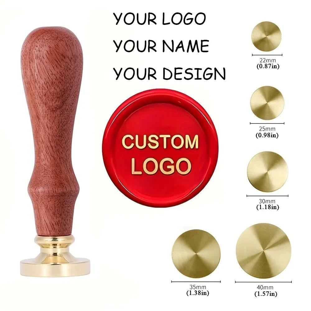 

Personalized Wax Seal Stamp, 22/25/30/35/40mm Custom Wax Seal Stamp with Wooden Handle,Your Own Design/Logo/Letter Customization